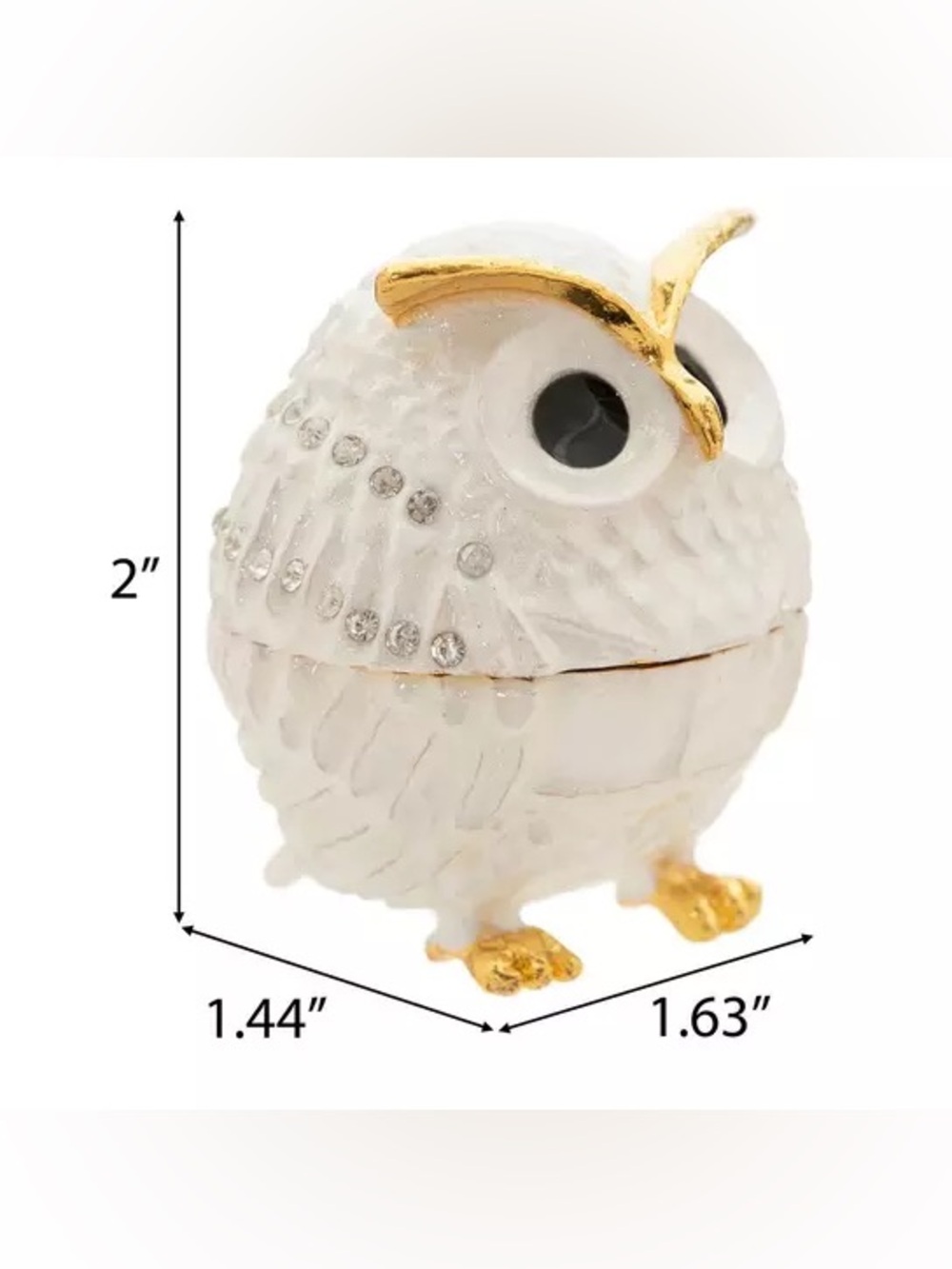 New White and Gold Owl Trinket Box - Picture 3 of 5